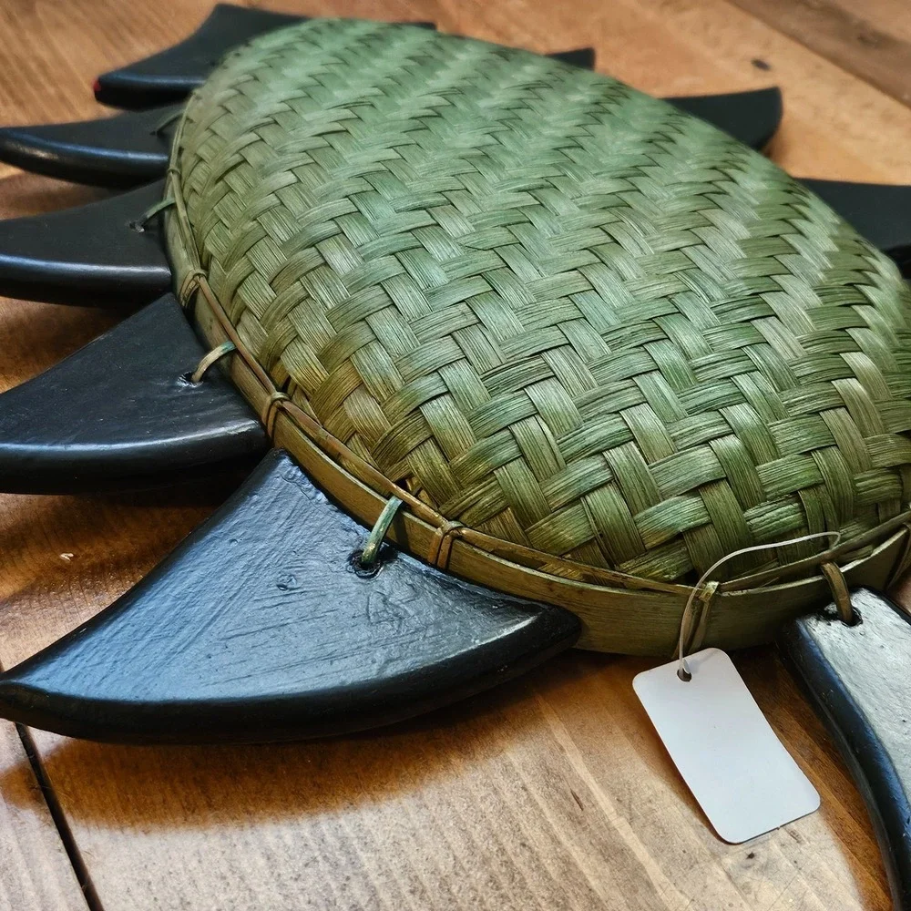 Vintage‎ Pier 1 Christmas Tree Woven Bamboo Tray Basket Wood Holiday Decor 16